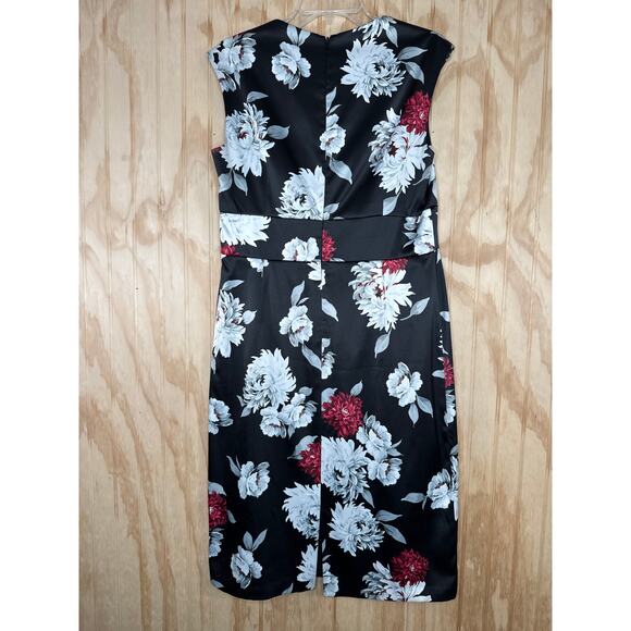 White House Black Market Black Multicolor Floral Dress Size 12 Occasion - Picture 2 of 8